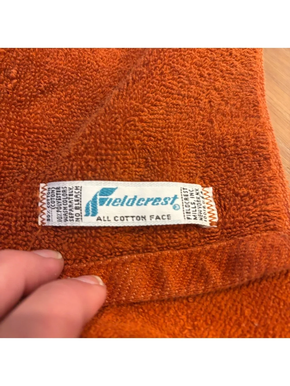 Vintage 70s Fieldcrest Hand Towels, Set of 4, Cotton Face, Made in USA